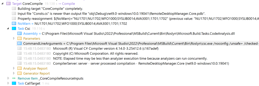 MSBuild Log Command-Line Arguments