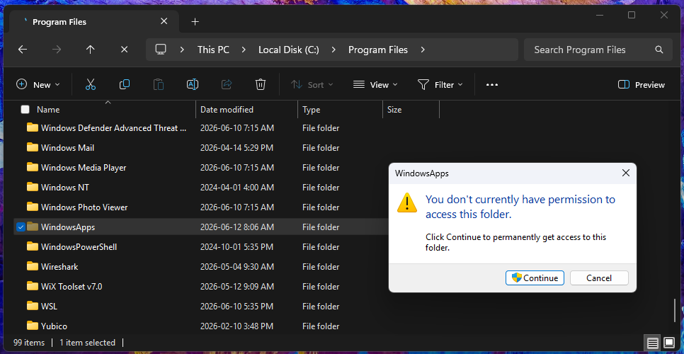 MSIX Program Files WindowsApps access denied