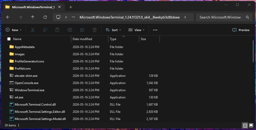 MSIX Program Files WindowsApps Windows Terminal package folder