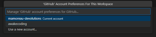 VSCode Extension Account Selection