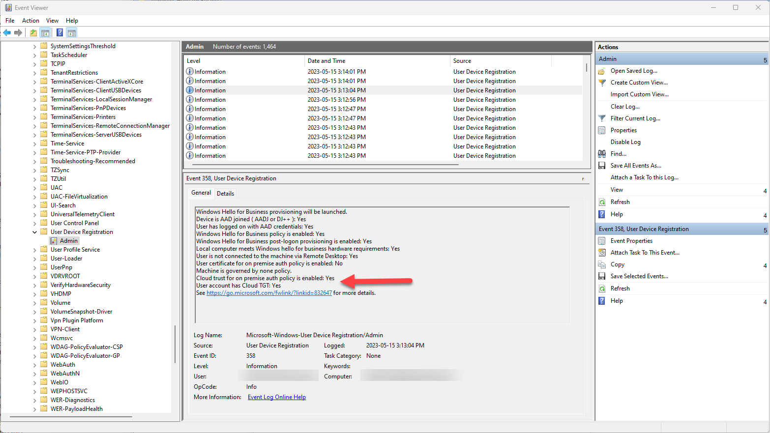 WHfB User Device Registration Cloud TGT