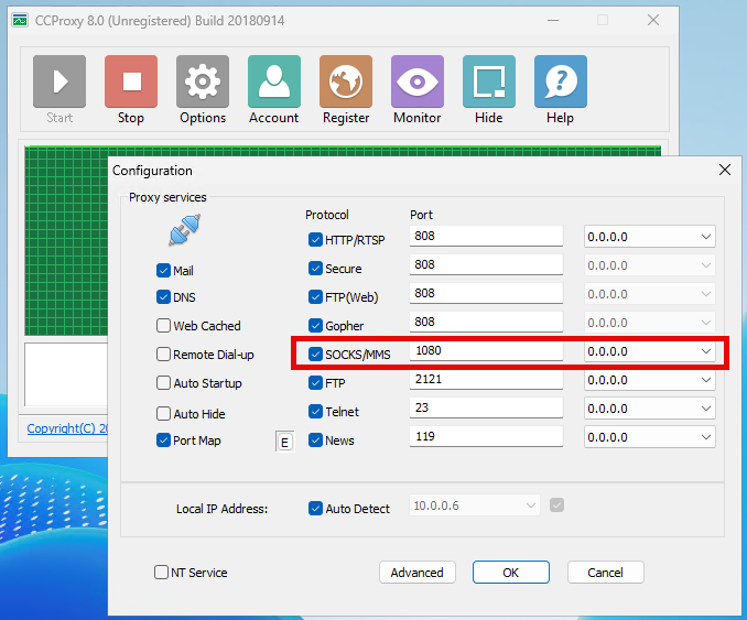 CCProxy up and running