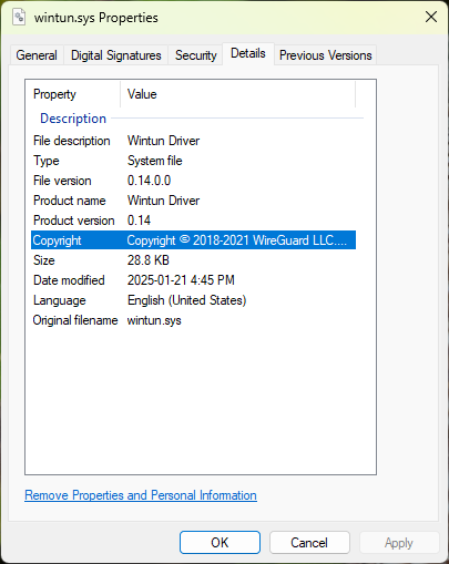 Wintun driver file from WireGuard